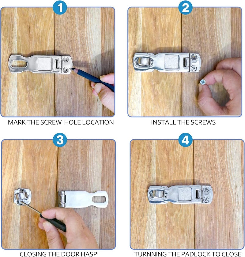 Jamiikury 1 Pcs 3 Inch Marine Grade Door Hasp, 316 Stainless Steel Swivel Safety Hasp, Heavy Duty Door Hasp with Turning Padlock Eye Mount - Image 5